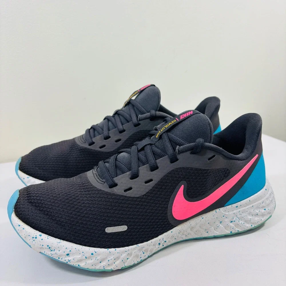 Nike Revolution 5 Thunder Gray Pink Blue Running Women's Shoes 9.5‎ CU4830 001
